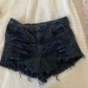 American Eagle Outfitters Black Distressed Jean Shorts